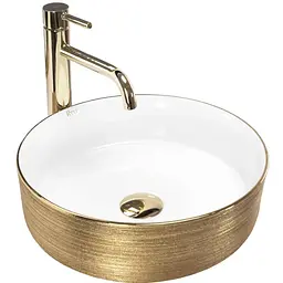 Умивальник Rea Sami накладний white brushed gold REA-U6630, Золотий