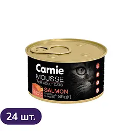 Набір вологого корму для котів Carnie мус з лососем, насінням льону, хлорелою та желе 24 шт x 85 г 