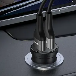 АЗП Usams US-CC114 C20 Mini 2.4A (2USB-A) Чорний - мініатюра 4