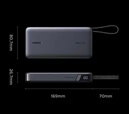 Зовнішній акумулятор - павербанк Ugreen 165W Nexode 25000mAh PB552 - мініатюра 9