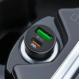 Автомобільний зарядний пристрій Hoco Z32B 20W PD Type-C + QC3.0 (1USB/3A) Black - мініатюра 6