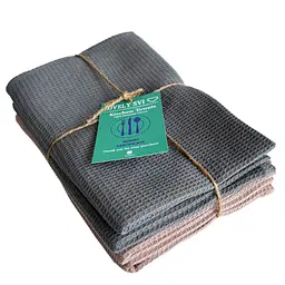 Набір кухонних вафельних рушників Lovely Svi 4 шт: 45 x 65 см, 100% бавовна Мікс Сірих та Кремових.