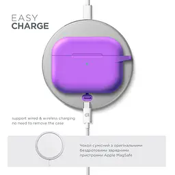 Силіконовий чохол для навушників Apple AirPods Pro 3, Hang Case, фіолетовий, ультратонкий захисний кейс товщиною 2 мм, захист від подряпин, пилу та ударів, компактний, з карабіном для кріплення, ArmorStandart (ARM88281) - мініатюра 7