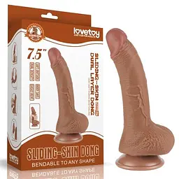 Фалоімітатор - Sliding-Skin Dual Layer Dong 7.5" Brown #1 - мініатюра 1