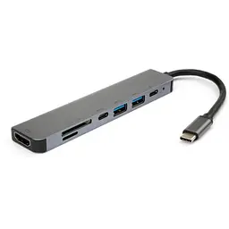 Концентратор Vinga Type-C to 4K HDMI+2*USB3.0+SD+TF+PD+USB-C 3.1 Gen1 aluminium (VCPHTC7AL)
