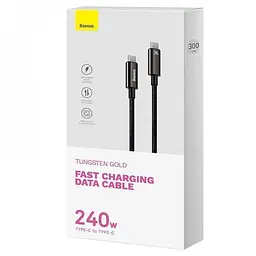Кабель Baseus Tungsten Gold Fast Charging Data Cable Type-C to Type-C 240W 3m Black (CAWJ040201) - мініатюра 3