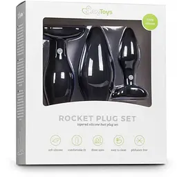 Набір анальних пробок Easytoys чорний силіконовий 3 шт. - мініатюра 3