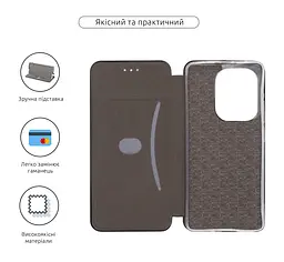 Чехол-книжка для Xiaomi Redmi Note 14S 4G, G-Case, черный, кожаный чехол-книжка из экокожи (PU) и TPU, с магнитом, с подставкой и вместительным кардхолдером, противоударный, защита всего корпуса, ArmorStandart (ARM82021) - мініатюра 3
