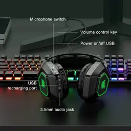 Навушники 2 в 1 комбо Onikuma K10 Gaming with LED 2.4Ghz та 3.5mm - мініатюра 4