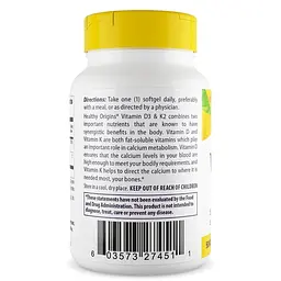 Вітаміни та мінерали Healthy Origins Vitamin D3 & K2 60 капсул - мініатюра 3