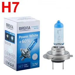 Автолампа галогенна Brevia Power White +60% H7 12V 55W 4300K 1 шт (12070PWC)