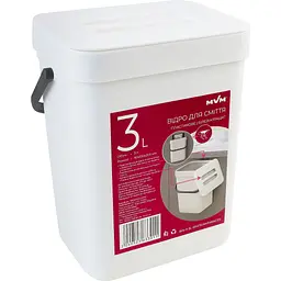 Відро для сміття MBM My Home з кришкою 3 л біле (BIN-11 3L WHITE/ANTHRACITE)