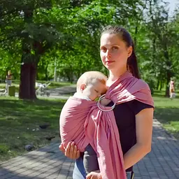 Слінг з кільцями для новонароджених малюків з народження до 36 місяців Coolbabka Рожевий - мініатюра 3