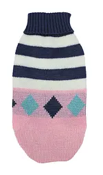 Светр для собак та котів EcoToys Stripe XL рожевий біло-синя смужка A: 38 см B: 34 см C: 20 см 6910