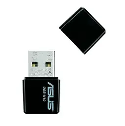 Мережевий адаптер Asus USB-N10 Nano, чорний, USB, 802.11 b/g/n, 150 Mbps, ультракомпактний - 14.9 x 17.4 x 7.1 мм, 2 г
