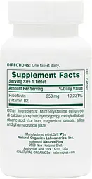 Вітаміни та мінерали Natures Plus Vitamin B2 250 mg, 60 таблеток - мініатюра 2