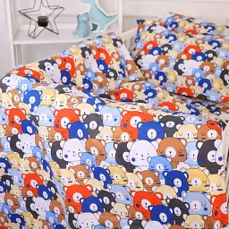 Простирадло на резинці MirSon Kids Time 20-0032 Colored bears 70х140 см (2200009638633) - мініатюра 2