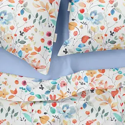 Комплект постільної білизни Cosas євро з простирадлом на резинці AQUARELLE FLOWERS CS4 200 x 220 см (FlowersAquaColorful_El-62Maya_200) - мініатюра 3