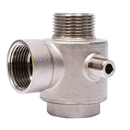 З"єднувач п'ятививідний +зворотний клапан 80мм M1"×F1"×F1"×M1/4"×F1/4" Silver 480г AQUATICA (779601) - миниатюра 7