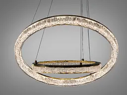 Сучасна підвісна LED люстра на 20 м2 Diasha 1712/600+400G, золото, 2 кільця, 70 W - мініатюра 4