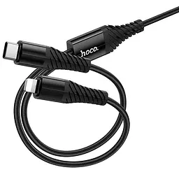 Дата кабель Hoco X123 Victory 2in1 Type-C to Lightning/Type-C 3A (1m) Black - мініатюра 5