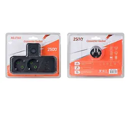 Подвійна розетка із заземленням Voltronic F-303 Black, 2 розетки + 3 USB (1 А) + Type-C, 2500 Вт, 10 А, 220 В - мініатюра 4