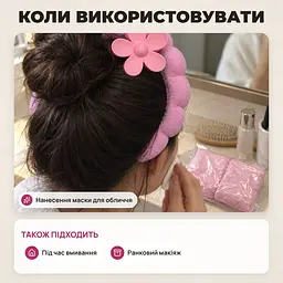 Пов'язка для волосся спа з зажимом та рушником для вмивання, макіяжу та догляду за шкірою - мініатюра 5