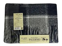 Плед Vladi шерстяной Палермо №7 Sofa бело-дым-св.антрацит 140*200 полуторный