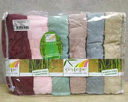 Набір бамбукових махрових турецьких рушників Cestepe 6 штук Bamboo Cicek 50х90 - мініатюра 3