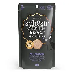 Повнораціонний беззерновий вологий корм для котів Schesir After Dark Chicken With Duck Шезір курка з качкою мус натуральні консерви пауч 80 г (132406)