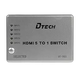 Комутатор 4K@30Hz HDMI 5x1 Dtech DT-7021 (MS) (74-00135) - мініатюра 2
