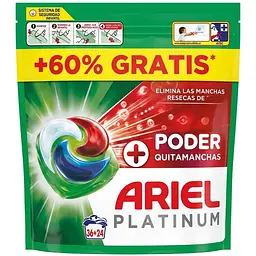Капсули для прання Ariel Platinum Poder Quitamanchas 36+24, 60 шт.