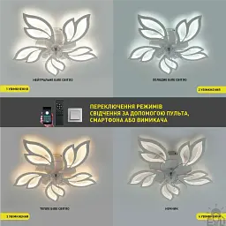 Керована світлодіодна люстра з вентилятором FAN ASTRA 85W+18W 5F-APP-680×120-WHITE/CLEAR-220-IP20 ESLLSE - мініатюра 5