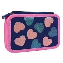 Пенал подвійний YES HP-01 Bright Hearts 13х21х4 см Синьо-рожевий (533640) - мініатюра 2