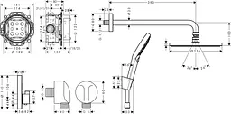 Душова система прихованого монтажу Hansgrohe Raindance S 240 1jet ShowerSelect S з термостатом Matt Black 27959670, Чорний матовий - мініатюра 4