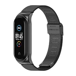 Ремінець для фітнес-браслета MiJobs для Xiaomi Mi Band 8 і 9 Mesh design металевий із застібкою чорний - мініатюра 2