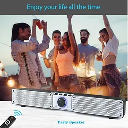 Портативна акустична колонка TAMPROAD RS-Q10, саундбар, Bluetooth, стерео 2×10 Вт, TF USB AUX, мікрофон, чорна - мініатюра 2