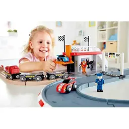 Автотрек Hape Гоночна траса та станція (E3734) - мініатюра 6