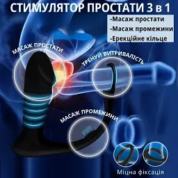 Масажер простати I’MCUM ProPulse 3-в-1 з ерекційним кільцем, вібрацією, функцією поштовхів та пультом керування Чорний (IM-KGS207) - мініатюра 6