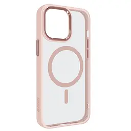 Чехол Apple iPhone 12 Pro Max, Unit MagSafe, розовый, прозрачный, MagSafe, противоударный, магнитный, панель-накладка с поддержкой MagSafe, с поддержкой беспроводной зарядки, TPU+PC, защита всего корпуса, ударопрочный, ArmorStandart (ARM75223)