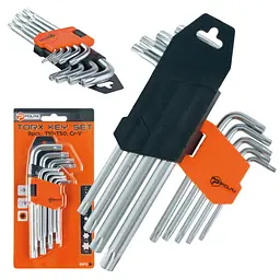 Набір Г-подібних ключів TORX Polax, 9 предметів, T10–T50, Cr-V (25-007) - мініатюра 2