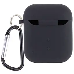 Силіконовий футляр з мікрофіброю для навушників Airpods 1/2 Чорний / Black - мініатюра 2