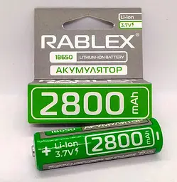 Литий-ионный аккумулятор 18650 С защитой Rablex 2800 mAh 3.7 V (Li-ion) Original