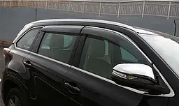 Дефлектори вікон вітровики для Toyota Highlander 2014- З Молдингом Хром