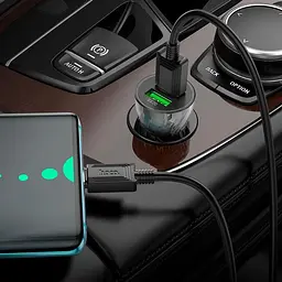 Авто зу з кабелем HOCO Type-C Transparent Discovery Edition dual port Z47 чорні - мініатюра 4