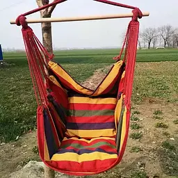 Підвісне крісло-гамак різнокольорове з 2 подушками • Міцне крісло для відпочинку, сну, дачі, саду, кемпінгу та відкритого повітря - мініатюра 3
