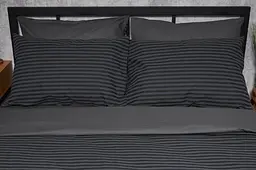 Комплект постільної білизни Moon&Star євро 200х220 наволочки 4х70х70 Gray Stripe&Black Бязь Gold Люкс - мініатюра 2