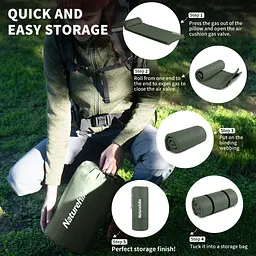 Килимок самонадувний Naturehike (CNK2450WS020) 10см - з подушкою - одномісний - зелений - мініатюра 5
