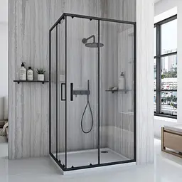 Душова кабіна Rea City 80x100 black REA-K6449, Чорний матовий, Універсальна, прозрачний, Чорний матовий - мініатюра 2