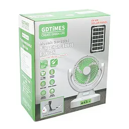 Вентилятор GDTIMES GD 8021+Ліхтар+Радіо, Solar+ вбудований акумулятор, Box - мініатюра 2